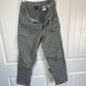 H&M Regular Fit Cargo Pants Gray Cotton Drawstring Straight Leg Flat Front Men S
